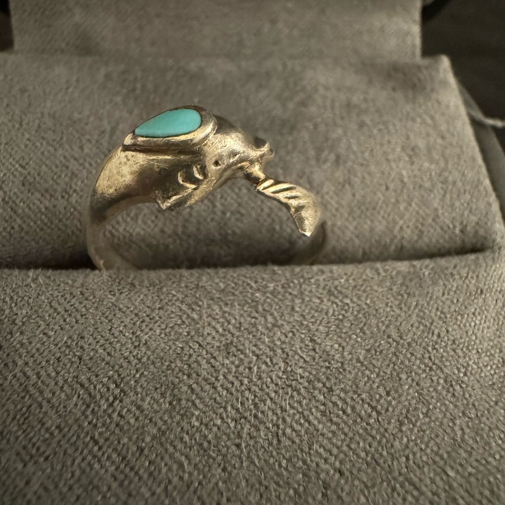 925 Silver Turquoise Dolphin Ring - image 2
